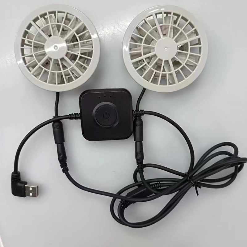 Motor japonês sem escovas Veste de ar condicionado Ventilador pequeno Dois ventiladores em um leve