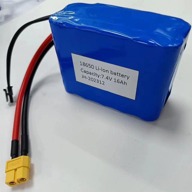 Pacote de bateria personalizado 7.4V 16Ah 2S5P 18650 Célula 3200mAh BMS 25A Com conector de carregamento MX3.0