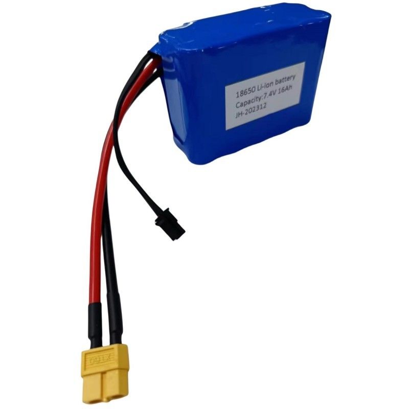 Pacote de bateria personalizado 7.4V 16Ah 2S5P 18650 Célula 3200mAh BMS 25A Com conector de carregamento MX3.0