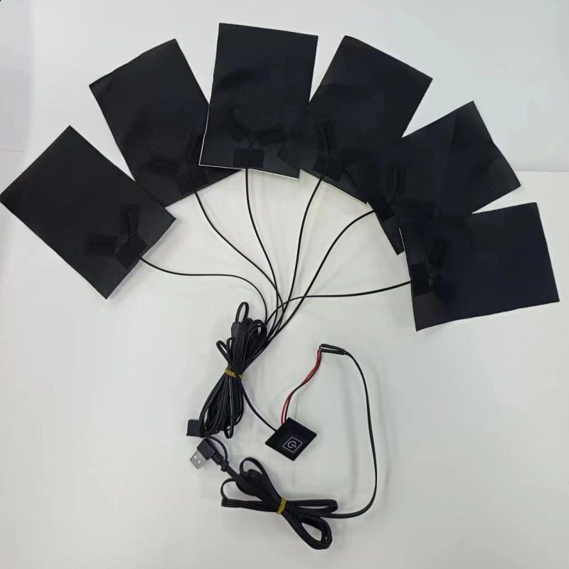 Pads de aquecimento personalizados de 6 em 1 para roupas cada 10 X 15cm preto 5V USB com interruptor