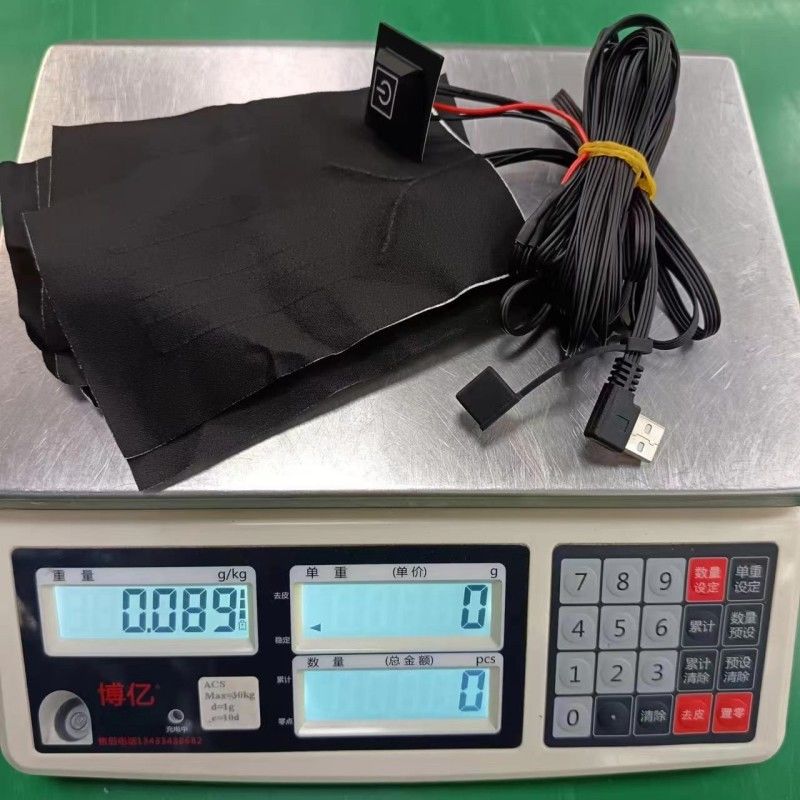 Pads de aquecimento personalizados de 6 em 1 para roupas cada 10 X 15cm preto 5V USB com interruptor