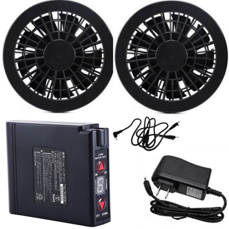 7Bateria de ventilador de resfriamento de casaco de 2 V 4400mAh com carregador para roupas de trabalho de verão