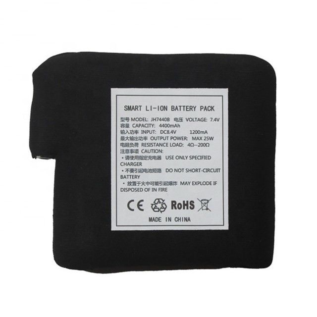 Bateria envolta em pano preto 7.4V 4400mAh 5200mAh 6400mAh 7000mAh Baterias para colete aquecido