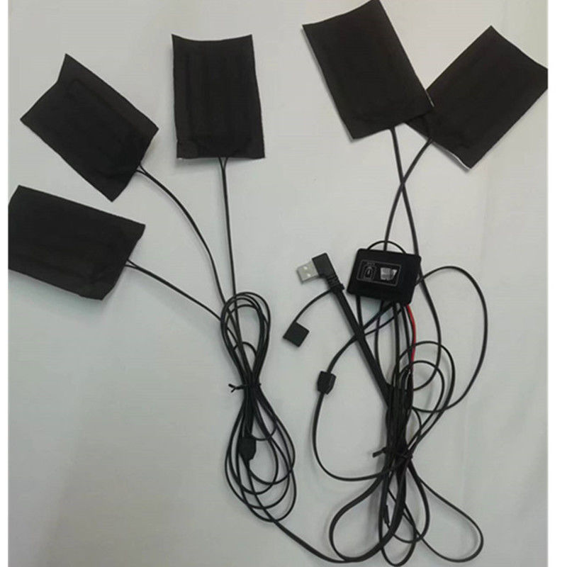 Pad de aquecimento de fibra de carbono 5pads 7x11cm Um ou dois botões de interruptor para roupas