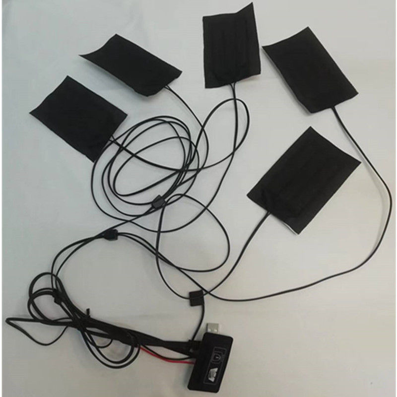 Pad de aquecimento de fibra de carbono 5pads 7x11cm Um ou dois botões de interruptor para roupas