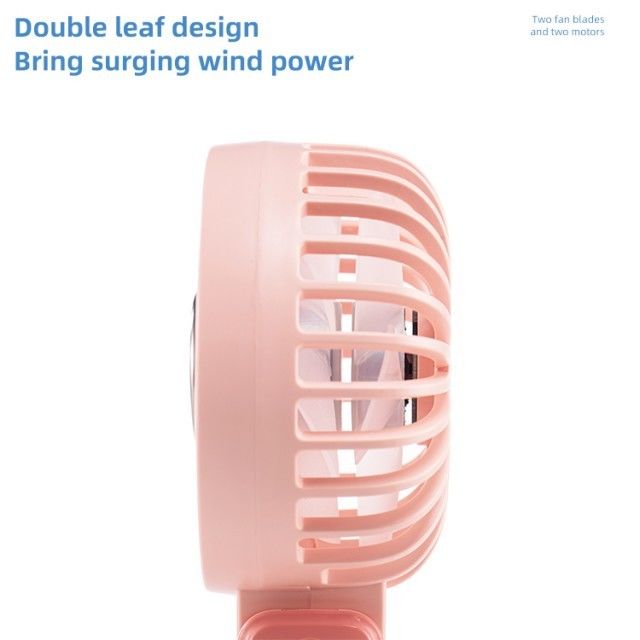 Mini ventilador duplo personalizado com lâmina de duplo motor de 180 graus. Ventilador de mão dobrável com refrigerador de porcelana de gelo super condutor.