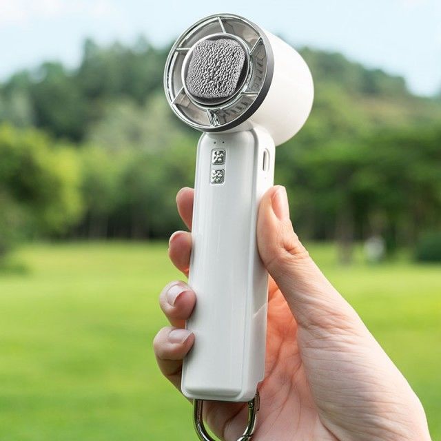 Pequeno ventilador de resfriamento de semicondutores de cinco níveis Vento forte Vento frio de gelo Vento frio sem lâmina Mini Ventolador de mão com resfriador de gelo