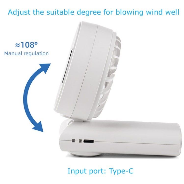 Ventilador portátil com display digital LED, operado por bateria, para pendurar no pescoço, ventiladores elétricos dobráveis para viagem
