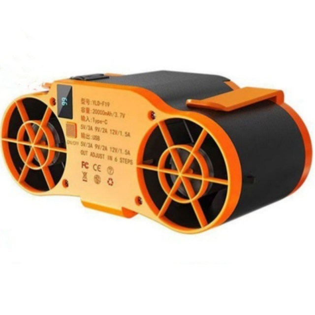 Ventilador de cintura portátil com bateria de 20000mAh, 6 níveis de velocidade ajustáveis e função power bank