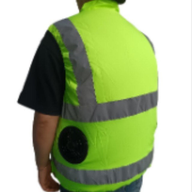 Colete de segurança verde com ventilador de refrigeração Colete Hi Vis Reflector e ventiladores para trabalhadores de segurança rodoviária